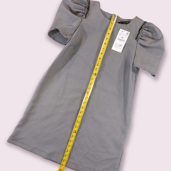 *nwt* Zara houndstooth puff sleeve trapeze mini dress - Picture 5 of 7